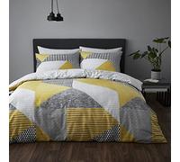 Catherine Lansfield Larsson Geo Ochre Parure de lit avec Housse de Couette 160 x 220 + 50 x 70 cm