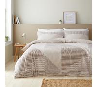 Catherine Lansfield Larsson Geo Parure de lit Simple réversible avec Housse de Couette et taie d'oreiller Naturel
