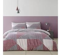 Catherine Lansfield Larsson GEO Plum Parure de lit 160 x 200 + 50 x 80 cm