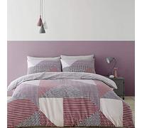 Catherine Lansfield Larsson Geo, Polyester Coton, Prune, Parure de lit - 2 Personnes
