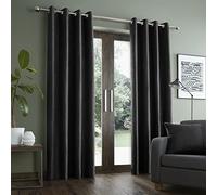 Catherine Lansfield Living Rideaux doublés à œillets en Daim synthétique Noir 168 x 137 cm