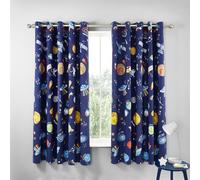 Catherine Lansfield Lost in Space Lot de 2 Rideaux entièrement réversibles Gris/Bleu 168 x 183 cm