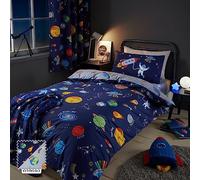 Catherine Lansfield Lost in Space Parure de lit réversible avec Housse de Couette et taies d'oreiller Bleu