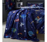 Catherine Lansfield Lost in Space Plaid en Polaire Bleu 130 x 170 cm