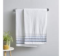 Catherine Lansfield Lot de 2 draps de Bain en Coton Doux et Absorbant Motif Rayures Java Blanc 450 g/m²