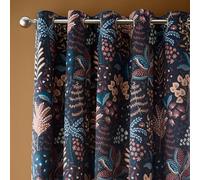 Catherine Lansfield Lot de 2 Rideaux à œillets en Polyester recyclé Doux Motif Feuilles Exotiques Noir 168 x 228 cm