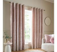 Catherine Lansfield Velours écrasé Rideaux à œillets, Polyester, Rose poudré, Eyelet Curtains-66x72 inch