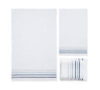 Catherine Lansfield Lot de 4 Serviettes de Bain en Coton Doux et Absorbant 450 g/m² Motif Rayures Java Blanc