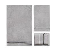 Catherine Lansfield Lot de 4 Serviettes de Bain en Coton Doux et Absorbant Motif Rayures Java Gris 450 g/m²