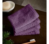 Catherine Lansfield Lot de 4 Serviettes de Toilette en Coton à séchage Rapide Prune 30 x 30 cm