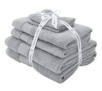 Catherine Lansfield Lot de 6 Serviettes de Bain antibactériennes en Coton Doux et Absorbant 500 g/m² Gris argenté