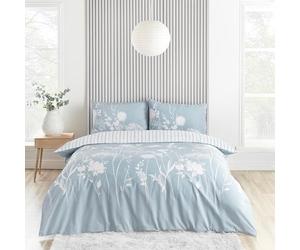 Catherine Lansfield Meadowsweet Parure de lit réversible avec Housse de Couette et taie d'oreiller Motif Floral Bleu