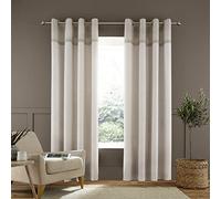 Catherine Lansfield Melville Lot de 2 Rideaux à œillets Non doublés en Coton Texture tissée Naturel 117 x 137 cm