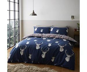 Catherine Lansfield Munro Stag Check Bleu Marine