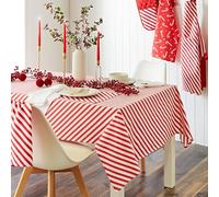 Catherine Lansfield Nappe de Noël en Coton Motif Sucre d'orge Blanc/Rouge 137 x 229 cm