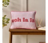 Catherine Lansfield Oh La La Coussin à Rayures touffetées Rose 30 x 40 cm