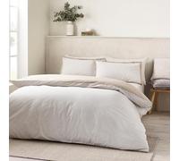 Catherine Lansfield Oxford Parure de lit réversible avec Housse de Couette et taies d'oreiller Motif Rayures Fines Naturel