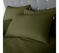 Catherine Lansfield Paire de taies d'oreiller Standard en Coton brossé avec Fermeture à enveloppe Vert