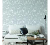 Catherine Lansfield Papier peint floral Blanc/gris
