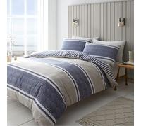 Catherine Lansfield Parure de lit à Rayures texturées pour lit Double avec Housse de Couette et taies d'oreiller Bleu