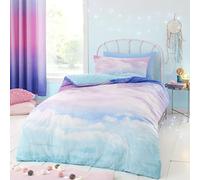 Catherine Lansfield Parure de lit avec Housse de Couette et taies d'oreiller Motif Nuages Arc-en-Ciel Pastel