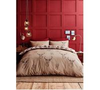 Catherine Lansfield Parure de lit double en coton avec housse de couette et taies d'oreiller - Cerfs chalet de montagne