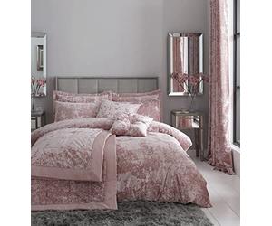 Catherine Lansfield Parure de lit Double en Velours écrasé avec Housse de Couette et taies d'oreiller Rose pâle