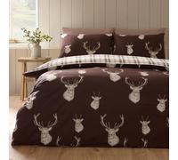 Catherine Lansfield Parure de lit Double Motif cerf Chocolat