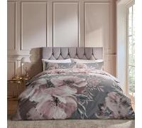 Catherine Lansfield Dramatic Floral, Polyester Coton, Gris, Parure de lit - 2 Personnes