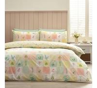 Catherine Lansfield Parure de lit Double réversible avec Housse de Couette et taies d'oreiller Motif pâquerettes Jaune