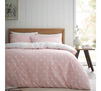 Catherine Lansfield Parure de lit Double réversible en Coton brossé à Pois Rose avec taies d'oreiller