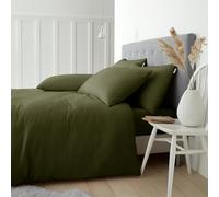 Catherine Lansfield Parure de lit King Size avec Housse de Couette et taies d'oreiller en Coton brossé Vert