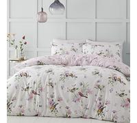 Catherine Lansfield Parure de lit King Size avec Housse de Couette et taies d'oreiller Motif Oiseau Chanteur Rose