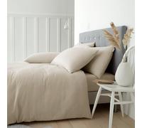 Catherine Lansfield Parure de lit King Size en Coton brossé avec Housse de Couette et taies d'oreiller Crème