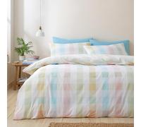 Catherine Lansfield Parure de lit réversible à Carreaux printaniers avec Housse de Couette et taies d'oreiller Pastel