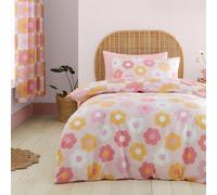 Catherine Lansfield Parure de lit réversible avec taie d'oreiller Motif Marguerites Rose