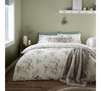 Catherine Lansfield Parure de lit réversible en Coton brossé avec Housse de Couette et taies d'oreiller pour lit King Size Crème