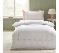 Catherine Lansfield Parure de lit Simple avec Housse de Couette et taie d'oreiller Motif nœud Blanc/Rose