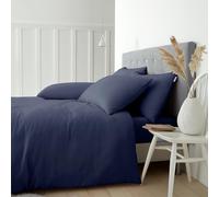 Catherine Lansfield Parure de lit Simple en Coton brossé avec taie d'oreiller Bleu Marine