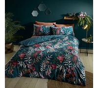 Catherine Lansfield Parure de lit Simple réversible avec Housse de Couette et taie d'oreiller Motif Floral Tropical Vert