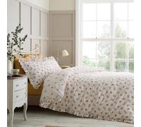 Catherine Lansfield Parure de lit Simple réversible avec Housse de Couette et taie d'oreiller Motif Floral Crème