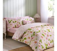 Catherine Lansfield Parure de lit Simple réversible avec Housse de Couette et taie d'oreiller Motif Vichy Rose