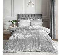 Catherine Lansfield Parure de lit Super King Size en Velours écrasé argenté