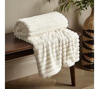 Catherine Lansfield Plaid en Fausse Fourrure côtelée Crème 130 x 170 cm