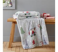 Catherine Lansfield Plaid en Polaire avec Nains de Noël Gris 130 x 170 cm