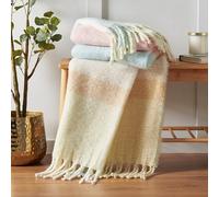 Catherine Lansfield Plaid Imitation Mohair à Carreaux 130 x 170 cm Pastel