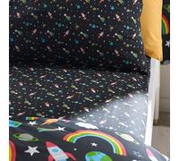 Catherine Lansfield Rainbow Rockets Drap-Housse Simple Noir