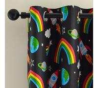 Catherine Lansfield Rainbow Rockets Rideaux à œillets entièrement réversibles Noir 168 x 183 cm