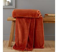 Catherine Lansfield Raschel Velvet Touch Couverture/Couvre-lit Orange brûlé 130 x 170 cm