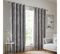 Catherine Lansfield Rideaux à œillets en Velours écrasé, Polyester, Silver, 168 x 183 cm